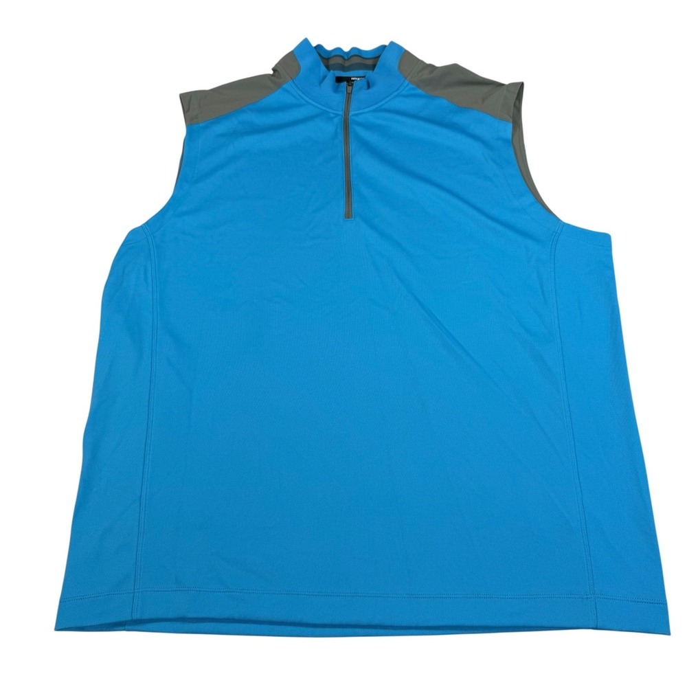 Nike Golf Dri Fit 1/4 Zip Vest Mens XL Blue Gray Sleeveless Performance